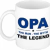 Bellatio Decorations Opa The Man The Myth The Legend Cadeau Mok / Beker Wit - 300 Ml - Verjaardag - Kado Koffiemok / Theebeker -Maxwell & Williams winkel 550x524