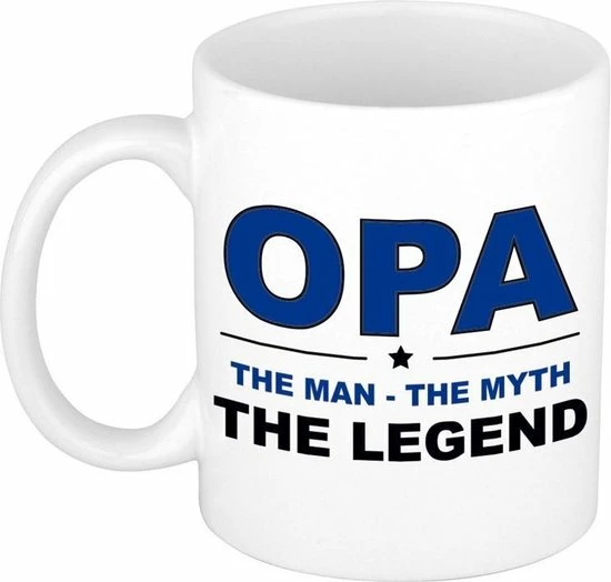 Bellatio Decorations Opa The Man The Myth The Legend Cadeau Mok / Beker Wit - 300 Ml - Verjaardag - Kado Koffiemok / Theebeker 3 Bellatio Decorations Opa The Man The Myth The Legend Cadeau Mok / Beker Wit - 300 Ml - Verjaardag - Kado Koffiemok / Theebeker