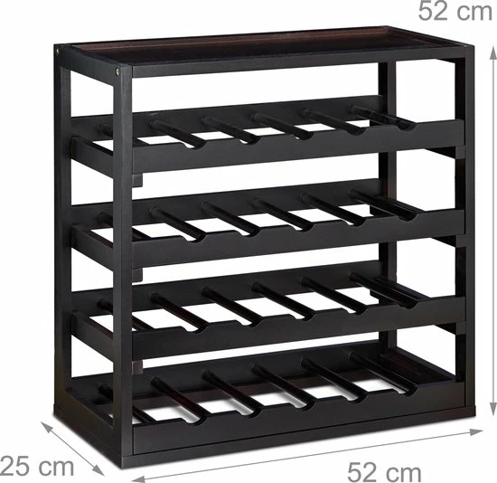 Relaxdays Wijnrek - 4 Etages - 20 Flessen - Hout 6 Relaxdays Wijnrek - 4 Etages - 20 Flessen - Hout - Afbeelding 4