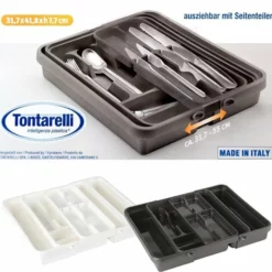 Tontarelli Mixy Verstelbare Bestekbak Met Dubbele Tray B 31,7 Tot 55 X L 41,8 X H7,7 Cm - Wit