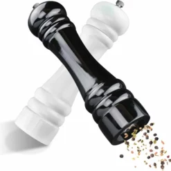 Dieux® - Peper En Zoutmolen Set - Zwart Wit - Zout Peper Kruiden - 2 Stuks - Instelbare Maalgraad - Duurzaam - Luxe Kwaliteit - Hervulbaar - Barbecue - BBQ - BBQ Accesoires - Sinterklaas Cadeautjes - Black Friday 2022