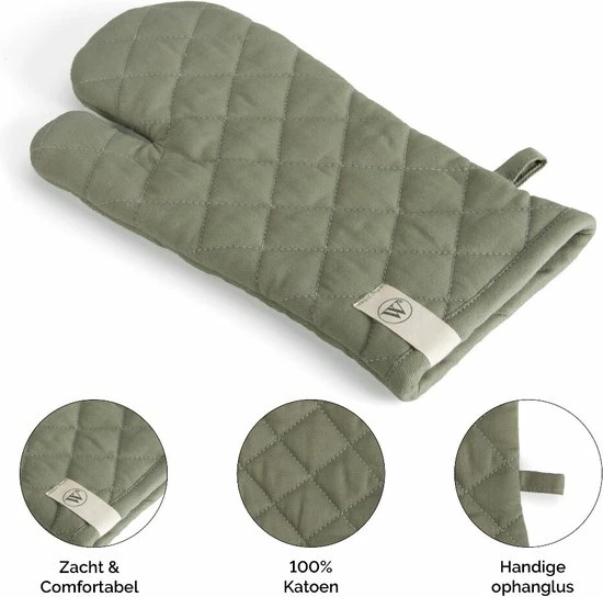 Walra Ovenwant Cook With A Smile - 16x32 - 100% Katoen - Legergroen 4 Walra Ovenwant Cook With A Smile - 16x32 - 100% Katoen - Legergroen - Afbeelding 2