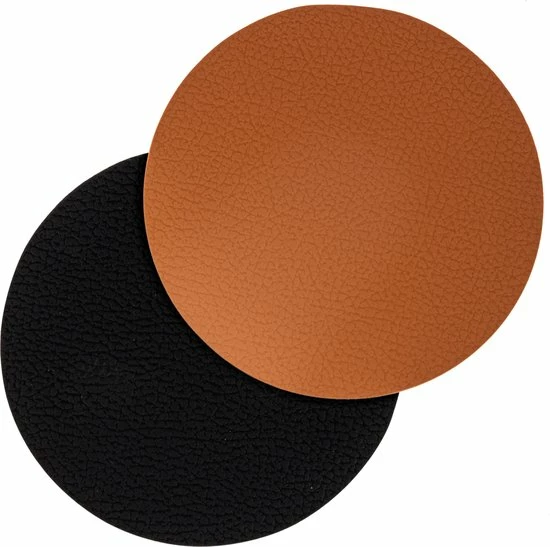 Jay Hill Onderzetters Leer - Zwart / Cognac - Dubbelzijdig - ø 10 Cm - 6 Stuks 3 Jay Hill Onderzetters Leer - Zwart / Cognac - Dubbelzijdig - ø 10 Cm - 6 Stuks
