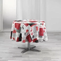 DOUCEUR D'INTERIEUR Rond Tafelkleed Rendier– Anti-vlek En Anti-kreuk – Rood Ø 180cm