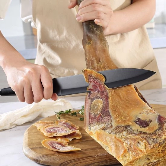 PAUDIN RC3 Professioneel RVS Keramisch Gecoat Vleesmes 20 Cm - Vlijmscherp Keukenmes Gemaakt Van Hoogwaardig Roestvast Duits Carbonstaal - Zwarte Non-Stick Keramische Coating - Extra Hygiënisch 7 PAUDIN RC3 Professioneel RVS Keramisch Gecoat Vleesmes 20 Cm - Vlijmscherp Keukenmes Gemaakt Van Hoogwaardig Roestvast Duits Carbonstaal - Zwarte Non-Stick Keramische Coating - Extra Hygiënisch - Afbeelding 5