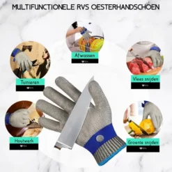 TEN® - RVS Oesterhandschoen Maat M Met Binnenhandschoen + Recepten EBook & Giftcard - Slagershandschoen - Snijbestendige Vlees Handschoenen - Oester Vis Seafood - Giftset/Cadeauverpakking -Maxwell & Williams winkel 550x549 2