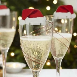 Ardran & Tookar Kerstmuts Glasversiering Glasmarker - 10 Stuks - Wijnglasdecoratie