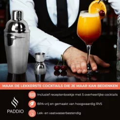 Paddio Cocktail Set - 18-delige Cocktail Shaker Set Met Houder - RVS - Vaatwasserbestendig - Inclusief Cocktail Boekje Met 5 Recepten 10 Paddio Cocktail Set - 18-delige Cocktail Shaker Set Met Houder - RVS - Vaatwasserbestendig - Inclusief Cocktail Boekje Met 5 Recepten -Maxwell & Williams winkel 550x550 170