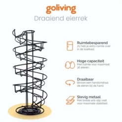 Goliving Eierrek - Eierhouder - Eiermand - Eieren Bewaren - Draaibaar - Ruimtebesparend - RVS - Zwart -Maxwell & Williams winkel 550x550 178