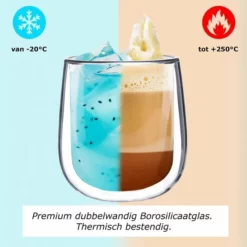 Altom Design Luxe Dubbelwandige Koffieglazen - Dubbelwandige Theeglazen - Cappuccino Glazen - 250 ML - Set Van 4 -Maxwell & Williams winkel 550x550 184