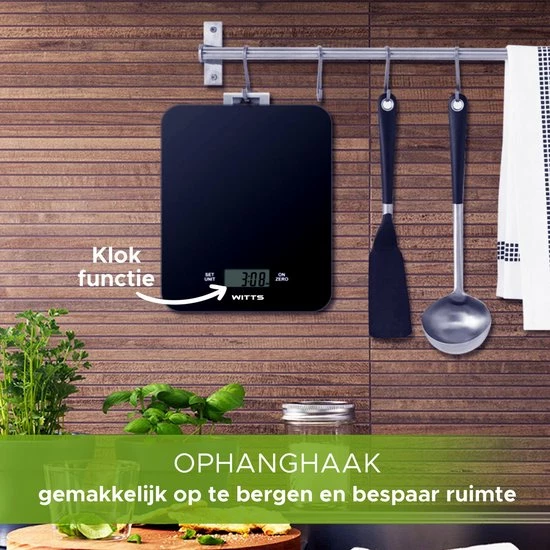 Witts Digitale Precisie Keuken Weegschaal – 1gr Tot 15 Kg – Tarra Functie – Elektrisch – Zwart 10 Witts Digitale Precisie Keuken Weegschaal – 1gr Tot 15 Kg – Tarra Functie – Elektrisch – Zwart - Afbeelding 8