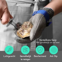 TEN® - RVS Oesterhandschoen Maat M Met Binnenhandschoen + Recepten EBook & Giftcard - Slagershandschoen - Snijbestendige Vlees Handschoenen - Oester Vis Seafood - Giftset/Cadeauverpakking -Maxwell & Williams winkel 550x550 271
