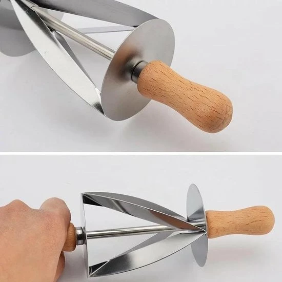 LOUZIR RVS Croissant Roller Cutter Cake Brood Rolling Deeg Cutter - Voor Het Maken Van Croissant Met Houten Handvat Rollend Mes Keuken Bakken Tool 8 LOUZIR RVS Croissant Roller Cutter Cake Brood Rolling Deeg Cutter - Voor Het Maken Van Croissant Met Houten Handvat Rollend Mes Keuken Bakken Tool - Afbeelding 6