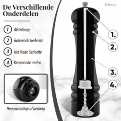 Dieux® - Peper En Zoutmolen Set - Zwart Wit - Zout Peper Kruiden - 2 Stuks - Instelbare Maalgraad - Duurzaam - Luxe Kwaliteit - Hervulbaar - Barbecue - BBQ - BBQ Accesoires - Sinterklaas Cadeautjes - Black Friday 2022 -Maxwell & Williams winkel 550x550 360