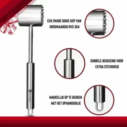 Rednas Vleeshamer Pakket - Incl. Giftbox - Sinterklaas Cadeautjes - Vleesvermalser - BBQ Accessoires - Vleestang/Bakkwast/Kruidenpotje - RVS 304 -Maxwell & Williams winkel 550x550 418