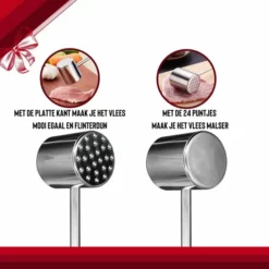 Rednas Vleeshamer Pakket - Incl. Giftbox - Sinterklaas Cadeautjes - Vleesvermalser - BBQ Accessoires - Vleestang/Bakkwast/Kruidenpotje - RVS 304 -Maxwell & Williams winkel 550x550 421