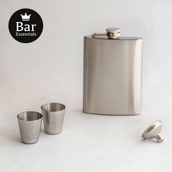 Bar Essentials® Heupfles RVS - Zakflacon - Platvink - Heupflacon - Gifbox 5 Bar Essentials® Heupfles RVS - Zakflacon - Platvink - Heupflacon - Gifbox - Afbeelding 3