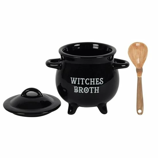 Something Different Soepkom Witches Broth Cauldron With Broom Spoon Zwart 5 Something Different Soepkom Witches Broth Cauldron With Broom Spoon Zwart - Afbeelding 3