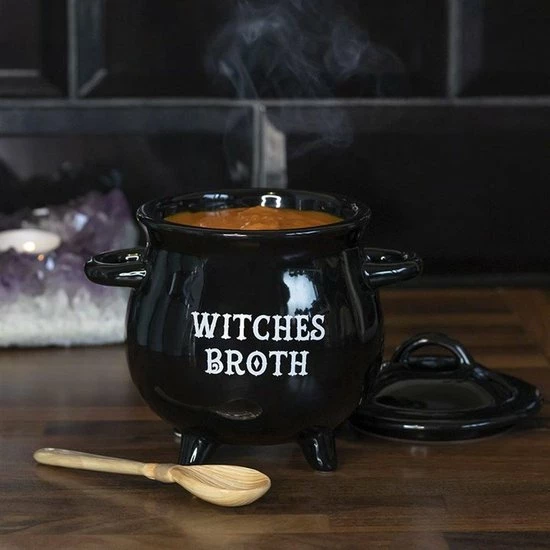 Something Different Soepkom Witches Broth Cauldron With Broom Spoon Zwart 6 Something Different Soepkom Witches Broth Cauldron With Broom Spoon Zwart - Afbeelding 4