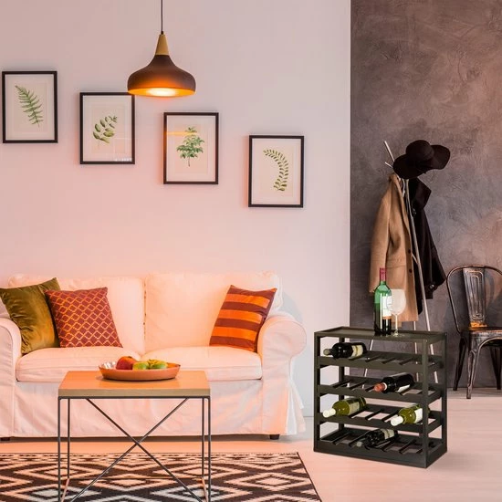 Relaxdays Wijnrek - 4 Etages - 20 Flessen - Hout 5 Relaxdays Wijnrek - 4 Etages - 20 Flessen - Hout - Afbeelding 3