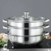 Merkloos Roestvrijstalen Steamer - 3 Tier Layer Soup Pot Set - Keuken Kookgerei - Voedsel Veg Stoompan Met Glazen Deksel - Gasfornuis Oven Steamer -Maxwell & Williams winkel 550x550 533