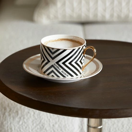 Riviera Maison Kop En Schotel - L'Avenue Chevron Cup & Saucer - Wit 4 Riviera Maison Kop En Schotel - L'Avenue Chevron Cup & Saucer - Wit - Afbeelding 2