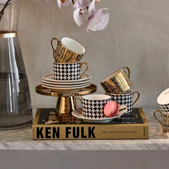 Riviera Maison Kop En Schotel - L'Avenue Chevron Cup & Saucer - Wit 6 Riviera Maison Kop En Schotel - L'Avenue Chevron Cup & Saucer - Wit - Afbeelding 4