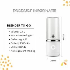 Blend In - Blender To Go - Smoothie Maker - Oplaadbare Mini Blender - Smoothies & Shakes - Draadloos & Draagbaar - Fruit Mixer - USB Oplaadbaar - 350ML - Roze -Maxwell & Williams winkel 550x550 587