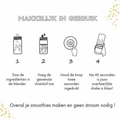 Blend In - Blender To Go - Smoothie Maker - Oplaadbare Mini Blender - Smoothies & Shakes - Draadloos & Draagbaar - Fruit Mixer - USB Oplaadbaar - 350ML - Roze -Maxwell & Williams winkel 550x550 588