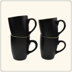 OTIX Koffiekopjes - Met Oor - Set Van 6 - Theekoppen - 340ml - Zwart - Keramiek -Maxwell & Williams winkel 550x550 627