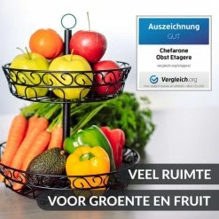 Chefarone Fruit Etagère - Fruitmand – Fruitschaal – Groentemand – Opberger – 2 Laags – Metaal - Zwart 12 Chefarone Fruit Etagère - Fruitmand – Fruitschaal – Groentemand – Opberger – 2 Laags – Metaal - Zwart -Maxwell & Williams winkel 550x550 653