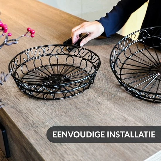 Chefarone Fruit Etagère - Fruitmand – Fruitschaal – Groentemand – Opberger – 2 Laags – Metaal - Zwart 10 Chefarone Fruit Etagère - Fruitmand – Fruitschaal – Groentemand – Opberger – 2 Laags – Metaal - Zwart - Afbeelding 8