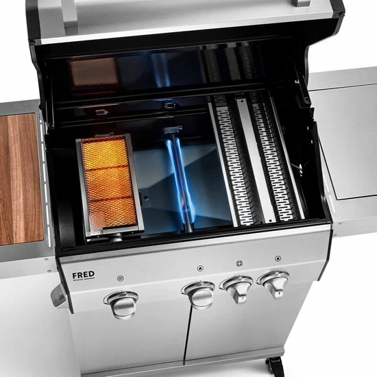 Burnhard Gas BBQ FRED Deluxe - 3 Branders - Keramische Infraroodbrander & Afdekhoes - Deluxe 8 Burnhard Gas BBQ FRED Deluxe - 3 Branders - Keramische Infraroodbrander & Afdekhoes - Deluxe - Afbeelding 6