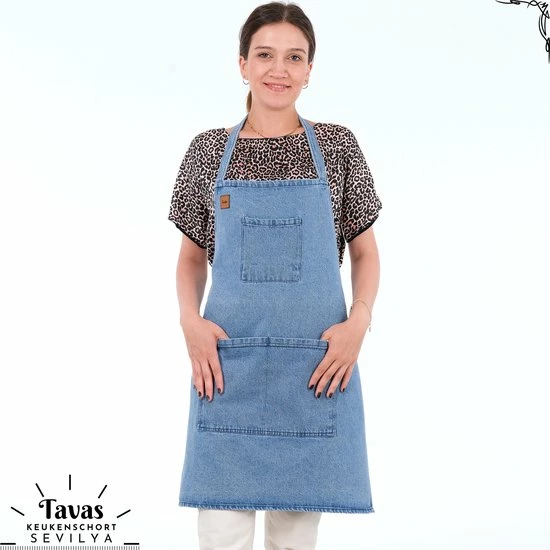 Merkloos Sevilya Denim Keukenschort Jeans - Schort Met Drie Zakken Keukenschort Dames - Voor Vrouwen Spijkerstof 3 Merkloos Sevilya Denim Keukenschort Jeans - Schort Met Drie Zakken Keukenschort Dames - Voor Vrouwen Spijkerstof