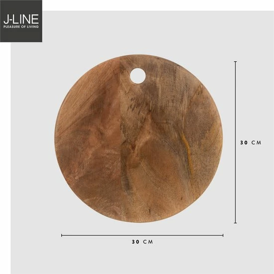 J-Line Snijplank Hout - Ronde Snijplank – Duurzaam Materiaal - 30x30x1.5 Cm – Mangohout 4 J-Line Snijplank Hout - Ronde Snijplank – Duurzaam Materiaal - 30x30x1.5 Cm – Mangohout - Afbeelding 2