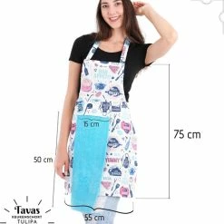 Merkloos Tulipa Keukenschort En Ovenwanten Set | Bakery | Kookschort - 55 X 75cm | Blauwe Handdoek - 30 X 50 | Keukenschort Dames | Keukenschort Voor Vrouwen | Katoen -Maxwell & Williams winkel 550x552 5