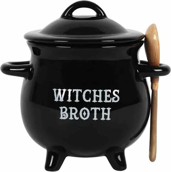 Something Different Soepkom Witches Broth Cauldron With Broom Spoon Zwart 3 Something Different Soepkom Witches Broth Cauldron With Broom Spoon Zwart
