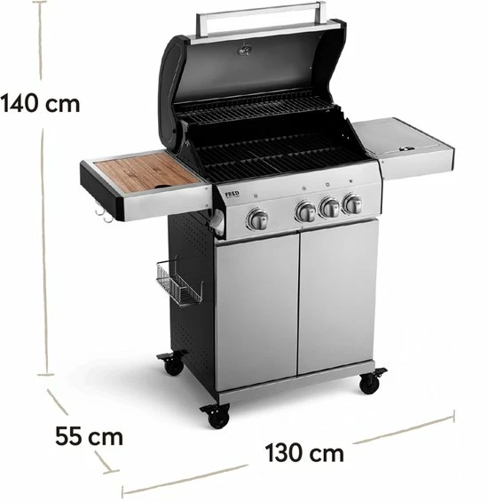 Burnhard Gas BBQ FRED Deluxe - 3 Branders - Keramische Infraroodbrander & Afdekhoes - Deluxe 16 Burnhard Gas BBQ FRED Deluxe - 3 Branders - Keramische Infraroodbrander & Afdekhoes - Deluxe - Afbeelding 14