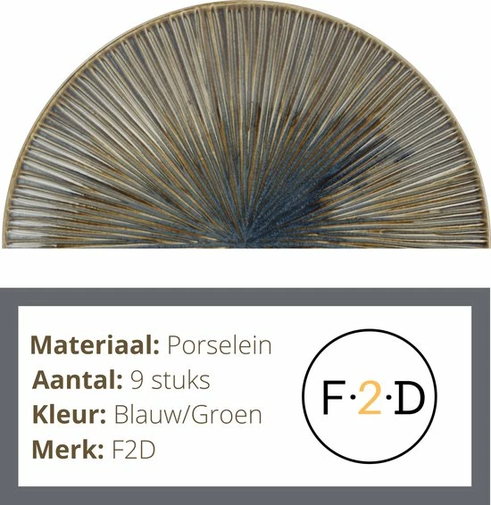 F2D GLAMOMAX LIMITED EDITION - Forest Green Stripes Serviesset - 4 Persoons - 9 Delig Servies - Groen/Blauw -Kerstservies - BBQ - Koken - Gourmetset - Gourmetschaal - Porselein - 4 Dinerborden - 4 Dessertborden - 1 Serveerschaal - 25CM/20CM/40CM 4 F2D GLAMOMAX LIMITED EDITION - Forest Green Stripes Serviesset - 4 Persoons - 9 Delig Servies - Groen/Blauw -Kerstservies - BBQ - Koken - Gourmetset - Gourmetschaal - Porselein - 4 Dinerborden - 4 Dessertborden - 1 Serveerschaal - 25CM/20CM/40CM - Afbeelding 2