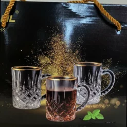 Hakal Luxe Glazen Gouden Rand Met Oortje - Set Van 6 -Maxwell & Williams winkel 550x583