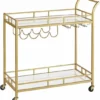 FURNIBELLA - Serveerwagen, Trolley Met Wielen, Glashouder, 2 Glazen Leggers, Bar Trolley, Wijn Trolley, Voor Keuken, Eetkamer, Bar, Goudkleurig LRC090A03 -Maxwell & Williams winkel 550x592