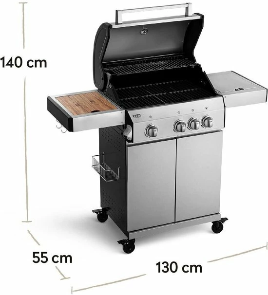 Burnhard Gas BBQ FRED Deluxe - 3 Branders - Keramische Infraroodbrander & Afdekhoes - Deluxe 6 Burnhard Gas BBQ FRED Deluxe - 3 Branders - Keramische Infraroodbrander & Afdekhoes - Deluxe - Afbeelding 4