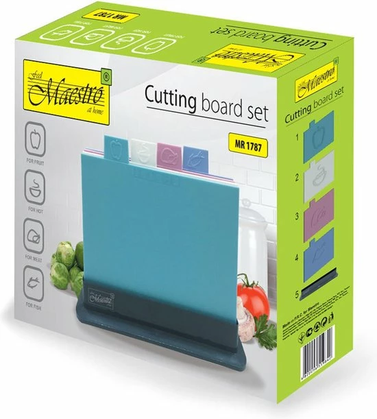Set Van Vier Snijplanken In Verschillende Kleuren Stand Maestro MR1787 3 Set Van Vier Snijplanken In Verschillende Kleuren Stand Maestro MR1787