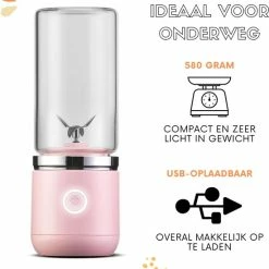 Blend In - Blender To Go - Smoothie Maker - Oplaadbare Mini Blender - Smoothies & Shakes - Draadloos & Draagbaar - Fruit Mixer - USB Oplaadbaar - 350ML - Roze -Maxwell & Williams winkel 550x623 3
