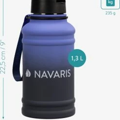Navaris Fitness Drinkfles 1,3 Liter - Lichte Waterfles Van Roestvrij Staal Blauw - Grote Blauwe Waterfles RVS Voor Sport, Fitness, Yoga En Kamperen -Maxwell & Williams winkel 550x638