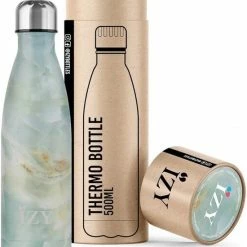 IZY Bottles X Marmer Groen | 500 ML | Thermosfles | Drinkfles | Waterfles | Schoolfles | Isoleerfles | Beker | Drinkbeker | Koud | Warm | Fles | Back To School | 500ml
