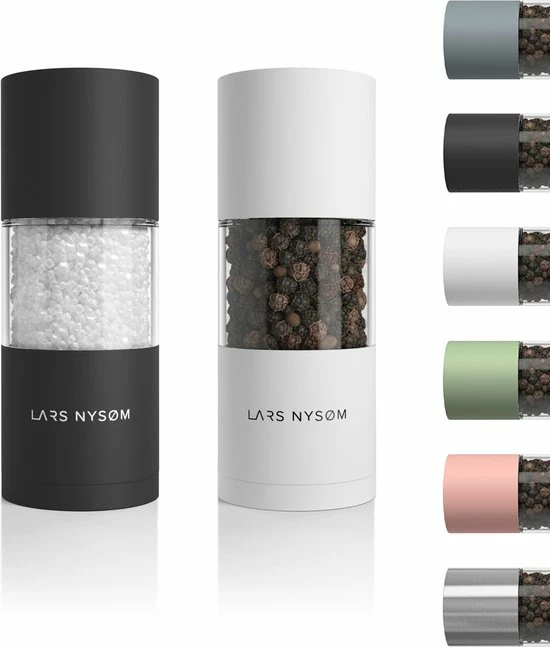 LARS NYSØM Zout- En Pepermolen Set 'Sjæl' Black/White 3 LARS NYSØM Zout- En Pepermolen Set 'Sjæl' Black/White