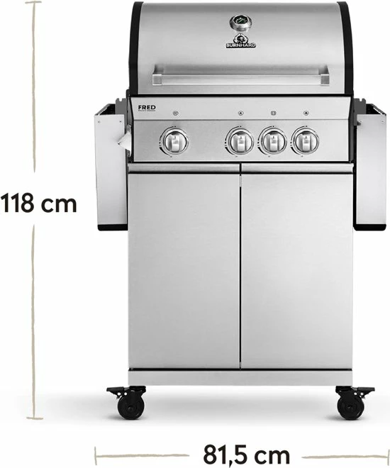 Burnhard Gas BBQ FRED Deluxe - 3 Branders - Keramische Infraroodbrander & Afdekhoes - Deluxe 15 Burnhard Gas BBQ FRED Deluxe - 3 Branders - Keramische Infraroodbrander & Afdekhoes - Deluxe - Afbeelding 13