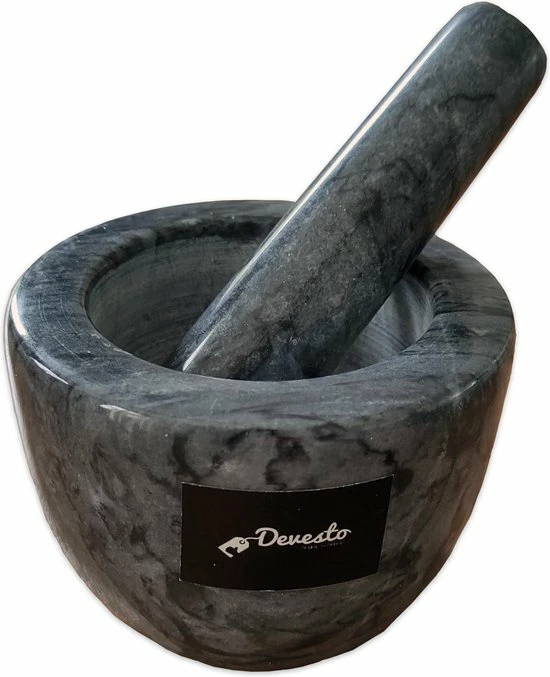 Devesto Vijzel Met Stamper - Ø 10,5 Cm - Marmer - Zwart - Mortier 5 Devesto Vijzel Met Stamper - Ø 10,5 Cm - Marmer - Zwart - Mortier - Afbeelding 3