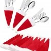 Merkloos Kerstmutsjes Voor Bestek (6 Stuks) - Versiering / Decoratie Kersttafel - Feestelijk Kerstdiner -Maxwell & Williams winkel 550x726